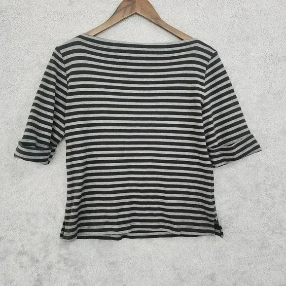 Ann Taylor Store Womens Striped Black & Gray 3/4 Sleeve 16PT - Picture 2 of 6